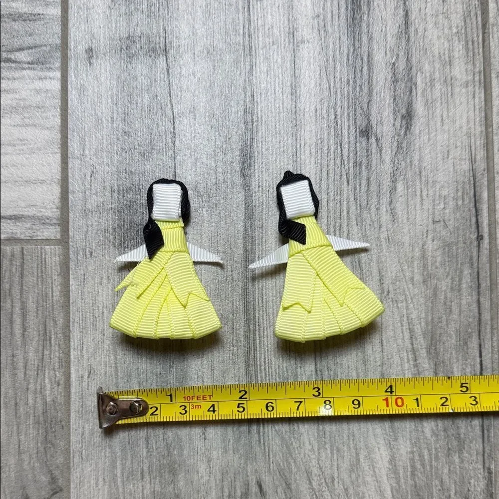 Yellow Ribbon Doll Hair Clips